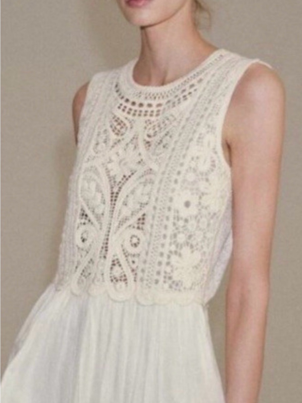 Zara White Crochet Bodice Maxi Dress - Picture 2 of 6
